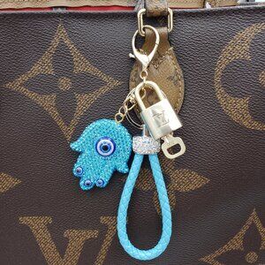 Authentic Louis Vuitton Lock & Key with unbranded Evil Eye Bagcharm 011526